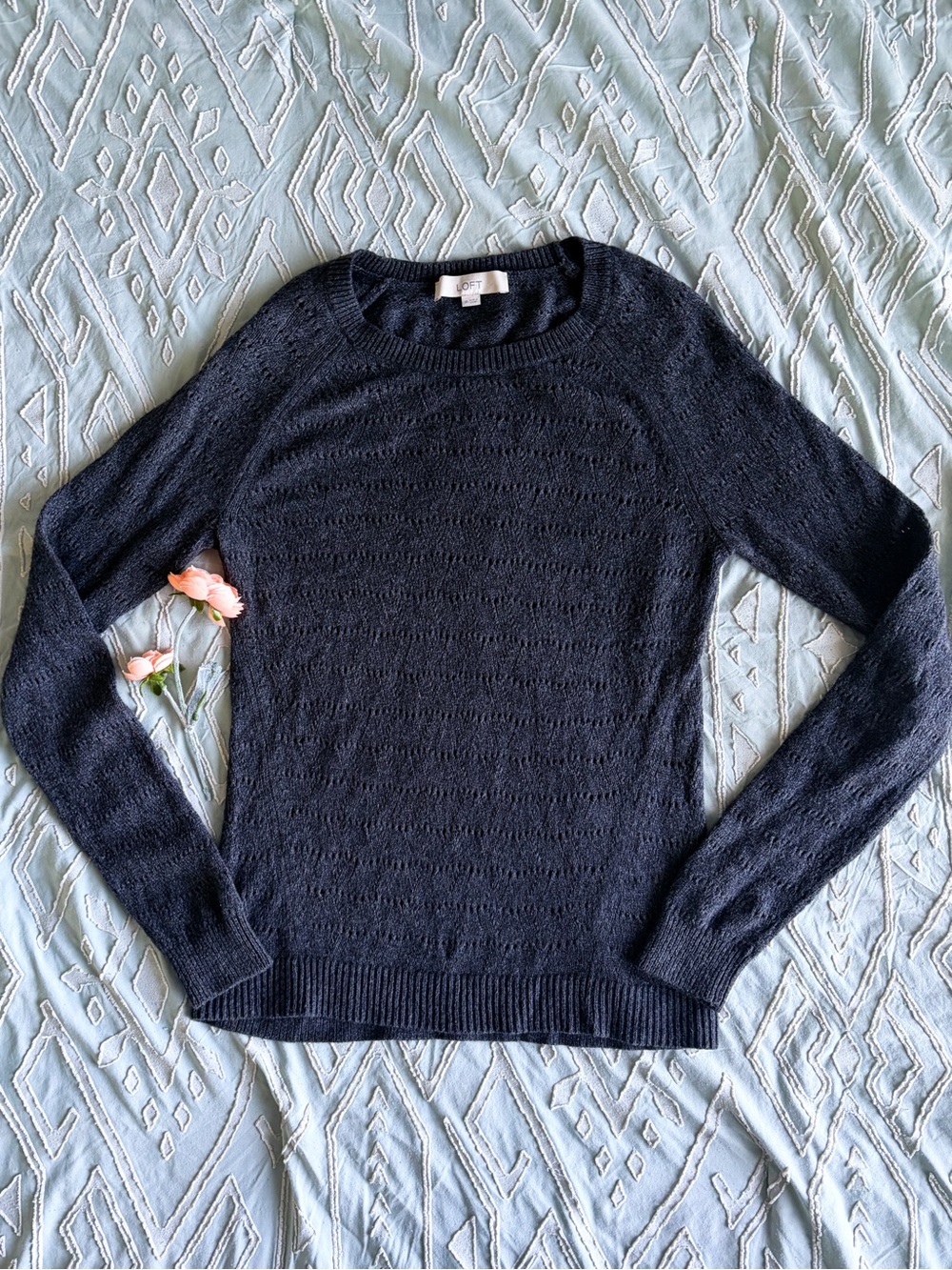 LOFT Gray Wool Blend Sweater Pullover Size M